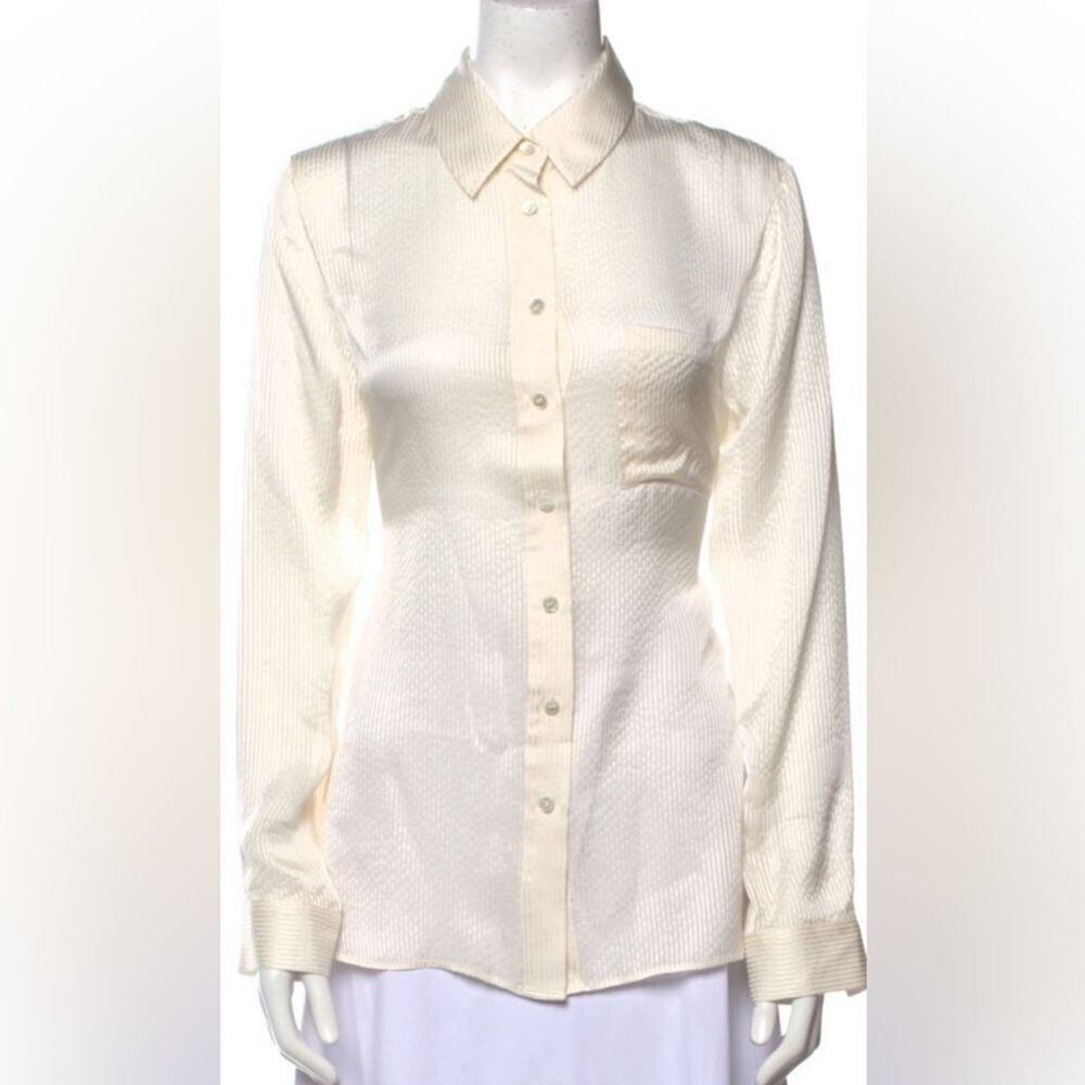 JENNI‎ KANE NEUTRAL LONG SLEEVE BUTTON UP TOP SIZE L